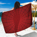 Red Spider Web Print Beach Sarong Wrap