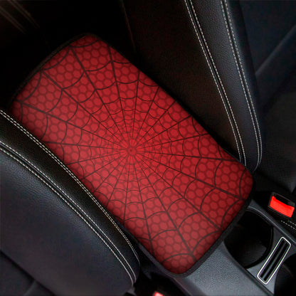 Red Spider Web Print Car Center Console Cover