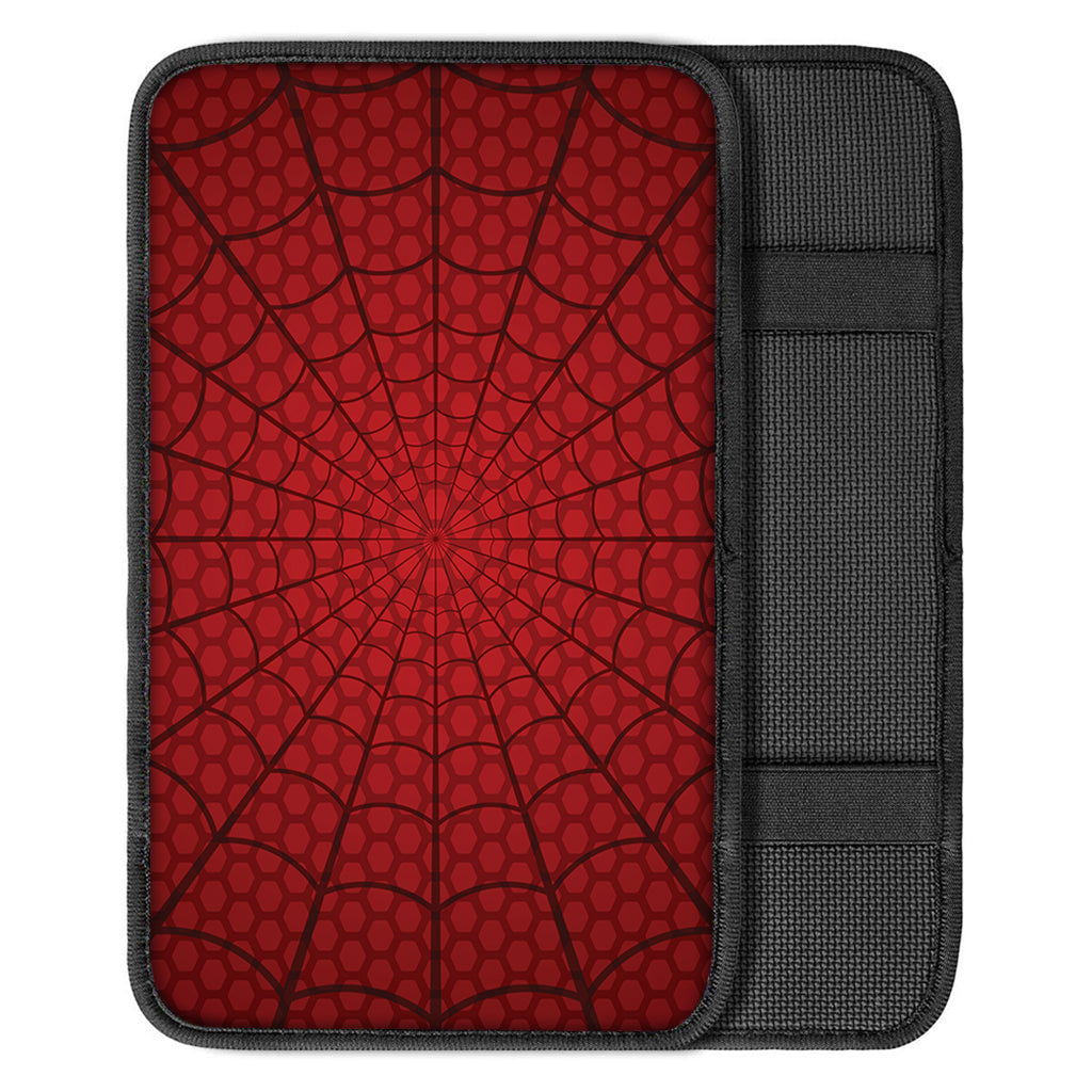 Red Spider Web Print Car Center Console Cover
