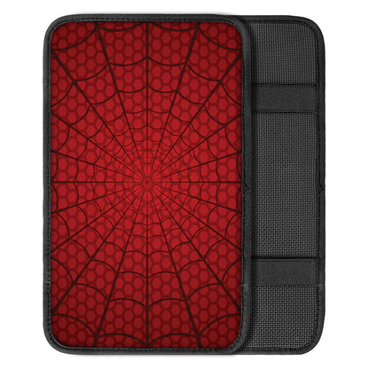 Red Spider Web Print Car Center Console Cover