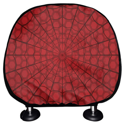Red Spider Web Print Car Headrest Covers