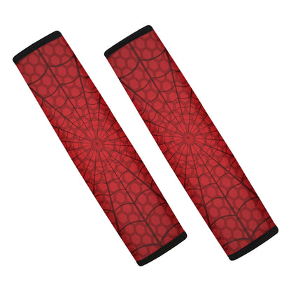 Red Spider Web Print Car Seat Belt Covers