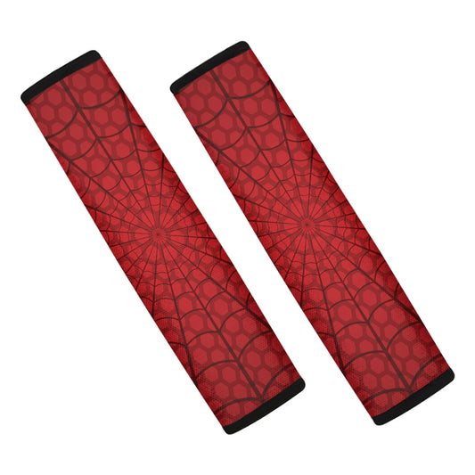 Red Spider Web Print Car Seat Belt Covers