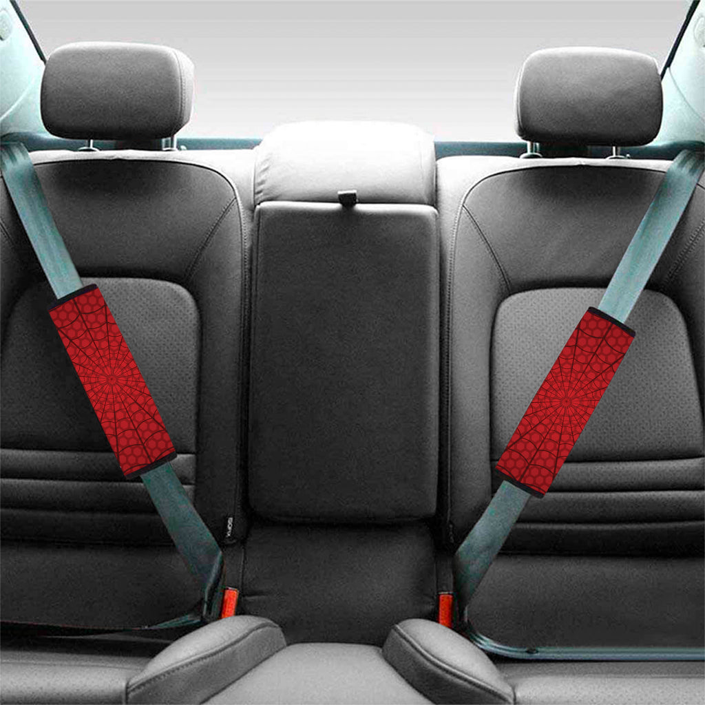 Red Spider Web Print Car Seat Belt Covers