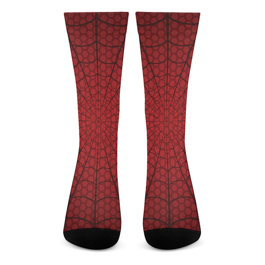 Red Spider Web Print Crew Socks