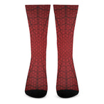 Red Spider Web Print Crew Socks