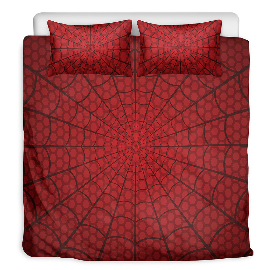 Red Spider Web Print Duvet Cover Bedding Set