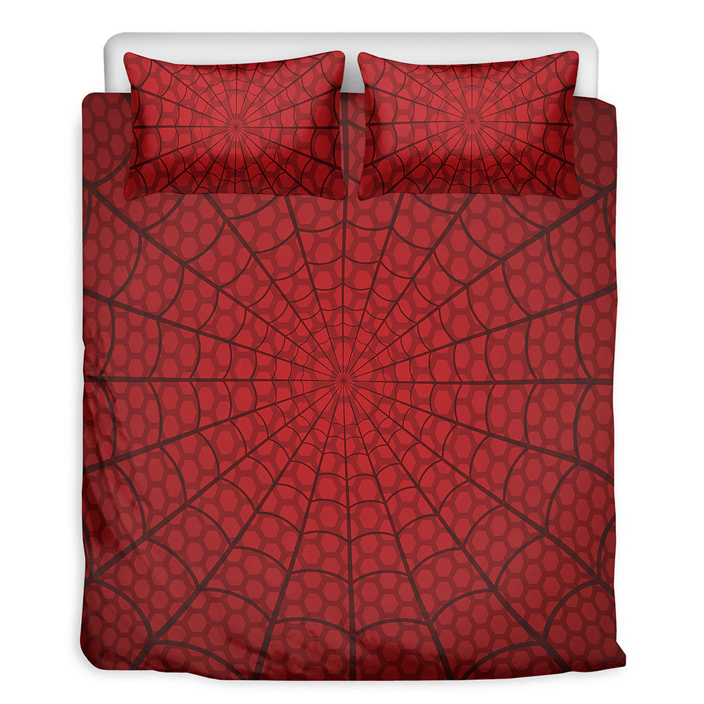 Red Spider Web Print Duvet Cover Bedding Set