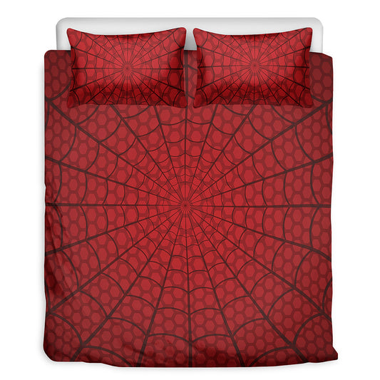 Red Spider Web Print Duvet Cover Bedding Set