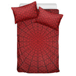 Red Spider Web Print Duvet Cover Bedding Set