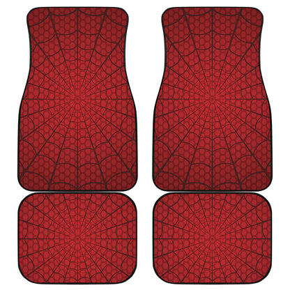 Red Spider Web Print Front and Back Car Floor Mats