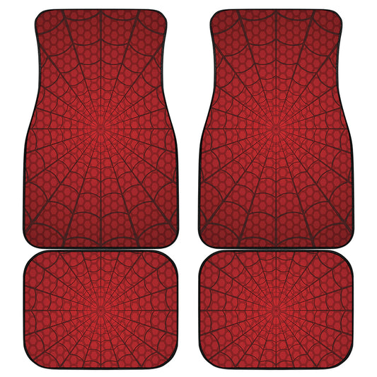 Red Spider Web Print Front and Back Car Floor Mats