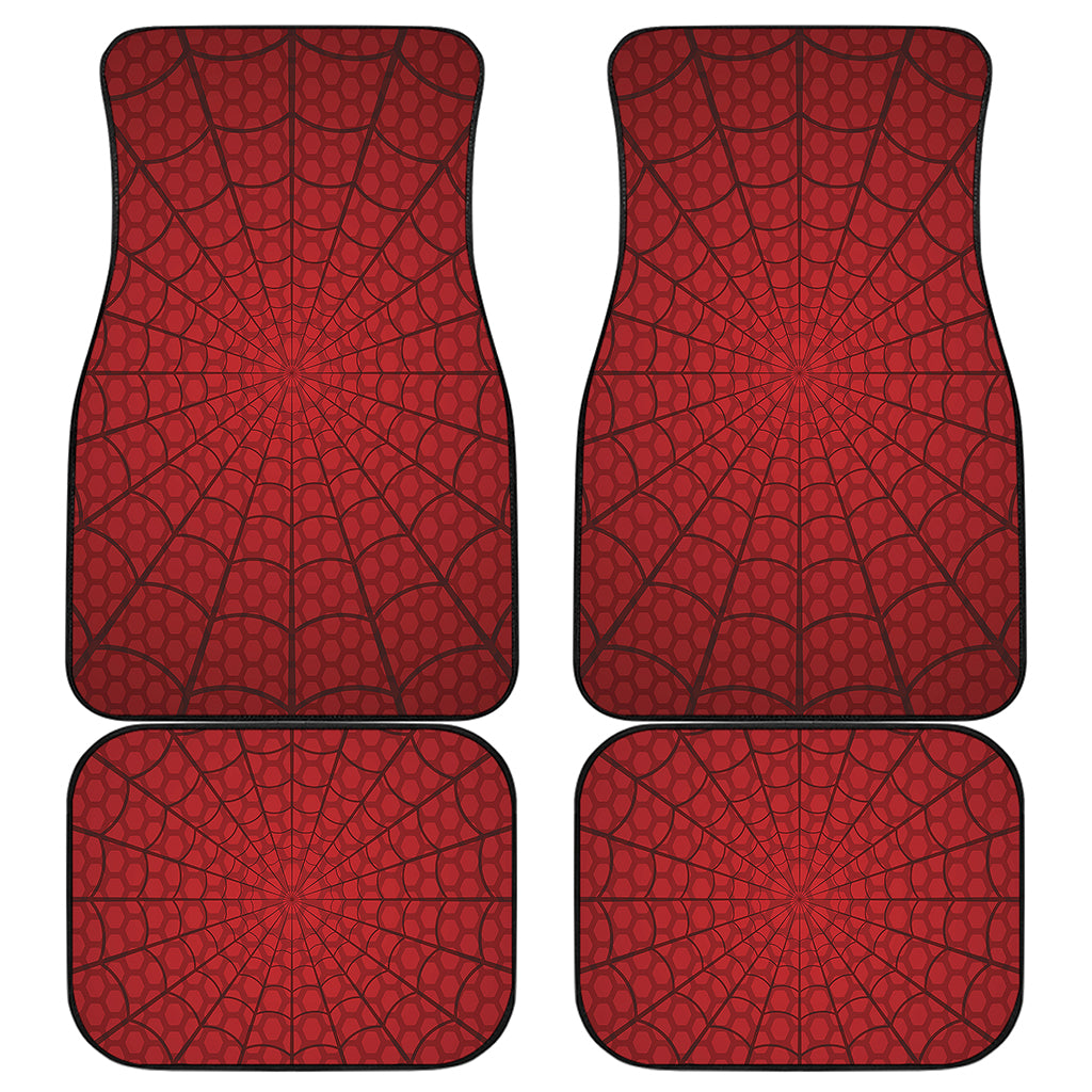 Red Spider Web Print Front and Back Car Floor Mats