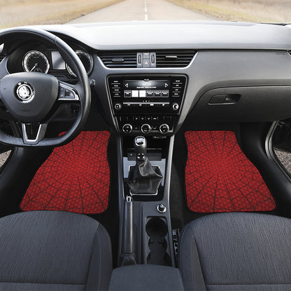 Red Spider Web Print Front and Back Car Floor Mats