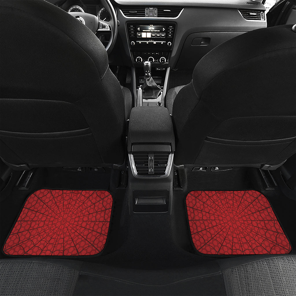 Red Spider Web Print Front and Back Car Floor Mats
