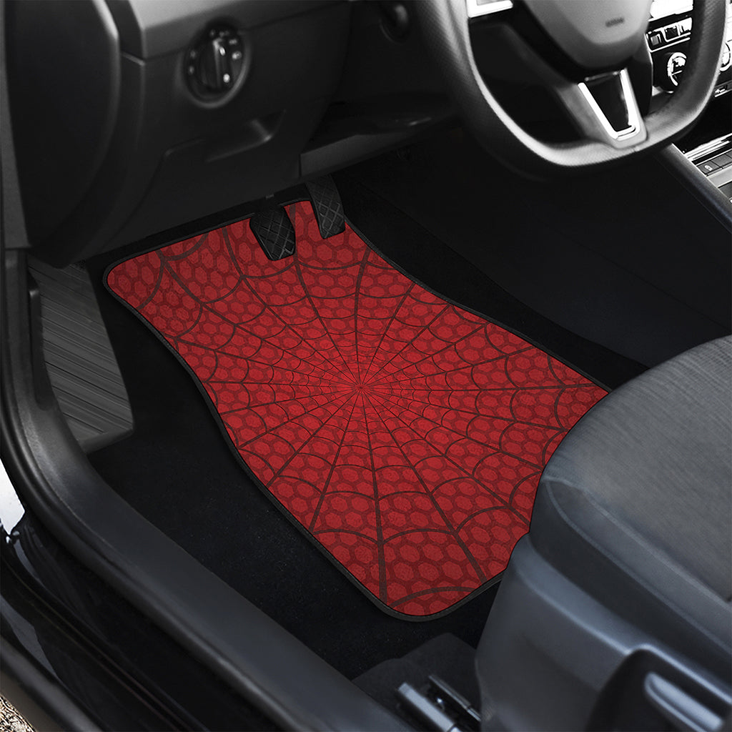 Red Spider Web Print Front and Back Car Floor Mats