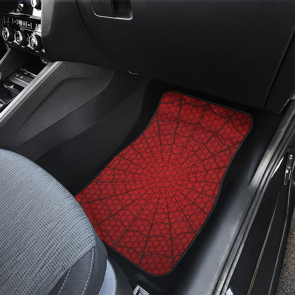 Red Spider Web Print Front and Back Car Floor Mats