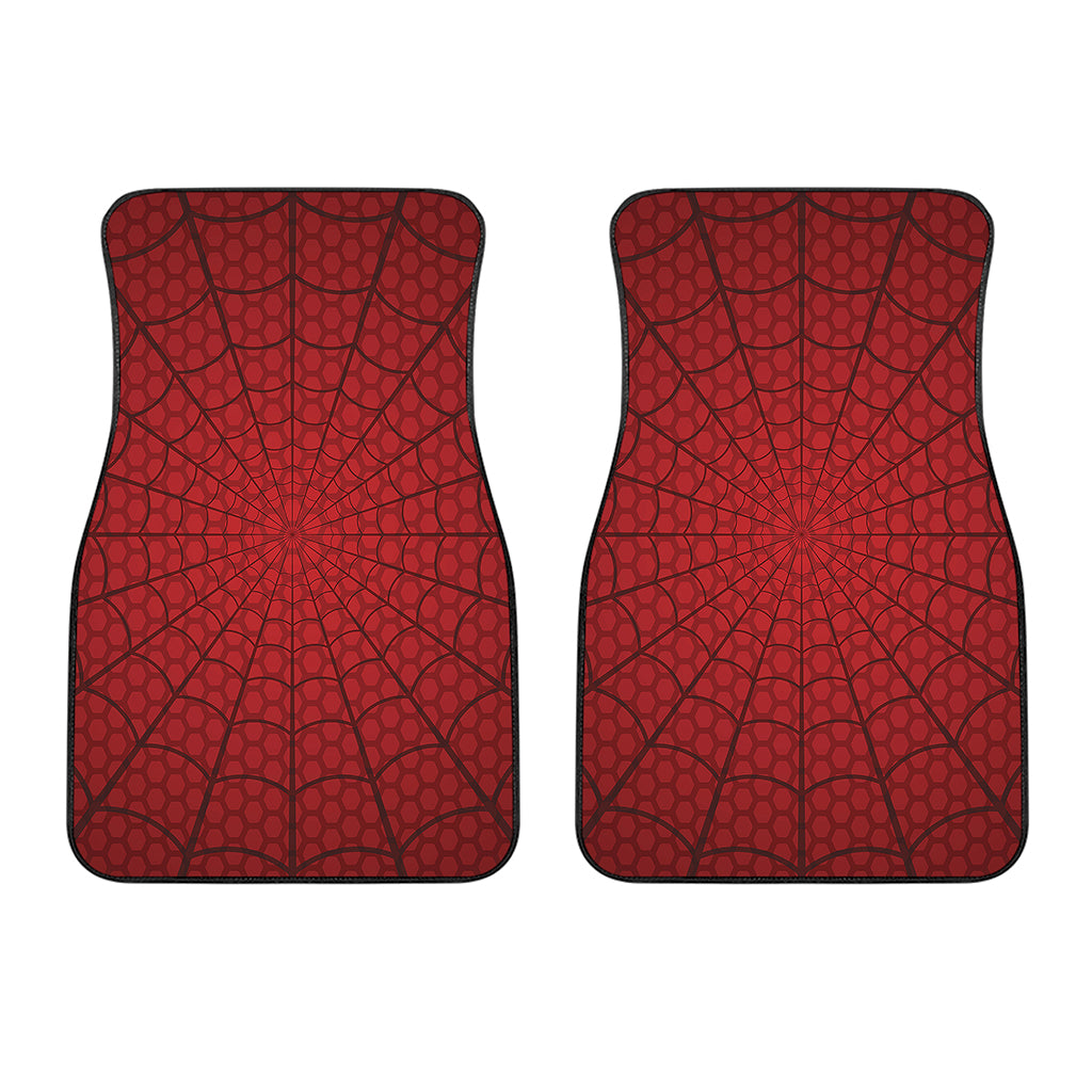 Red Spider Web Print Front Car Floor Mats