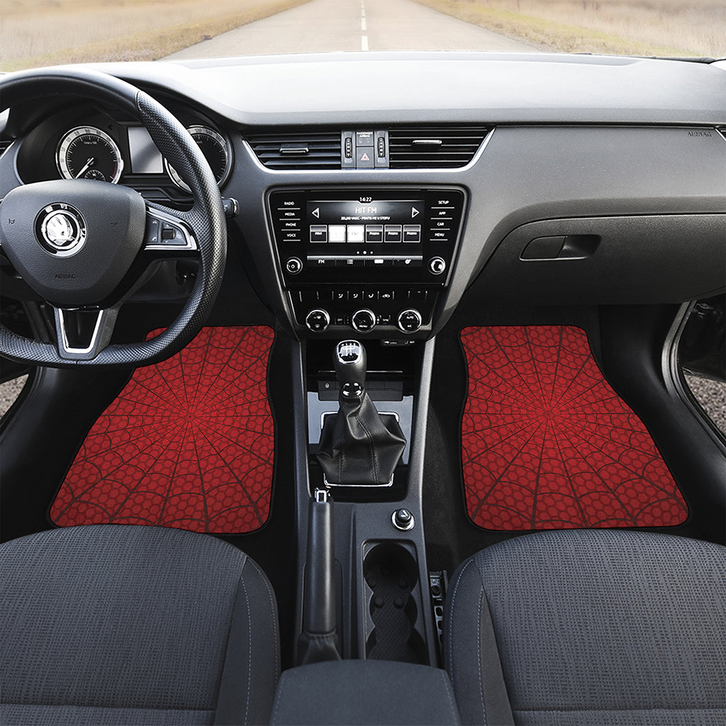 Red Spider Web Print Front Car Floor Mats