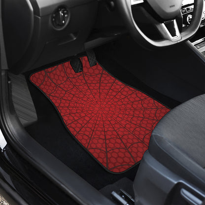 Red Spider Web Print Front Car Floor Mats