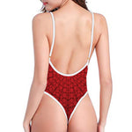 Red Spider Web Print High Cut One Piece Swimsuit