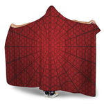 Red Spider Web Print Hooded Blanket