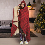 Red Spider Web Print Hooded Blanket