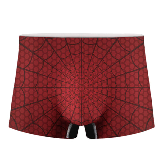 Red Spider Web Print Men's Boxer Briefs