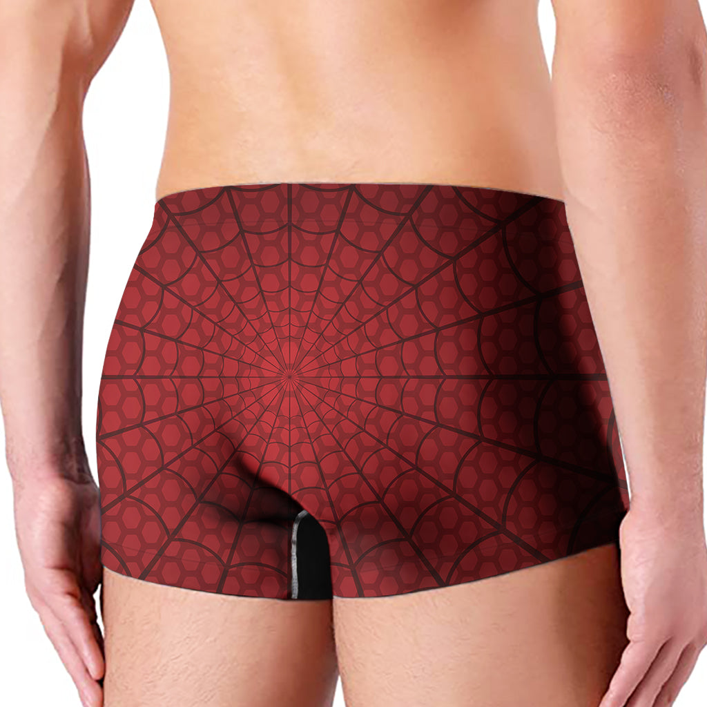Red Spider Web Print Men's Boxer Briefs