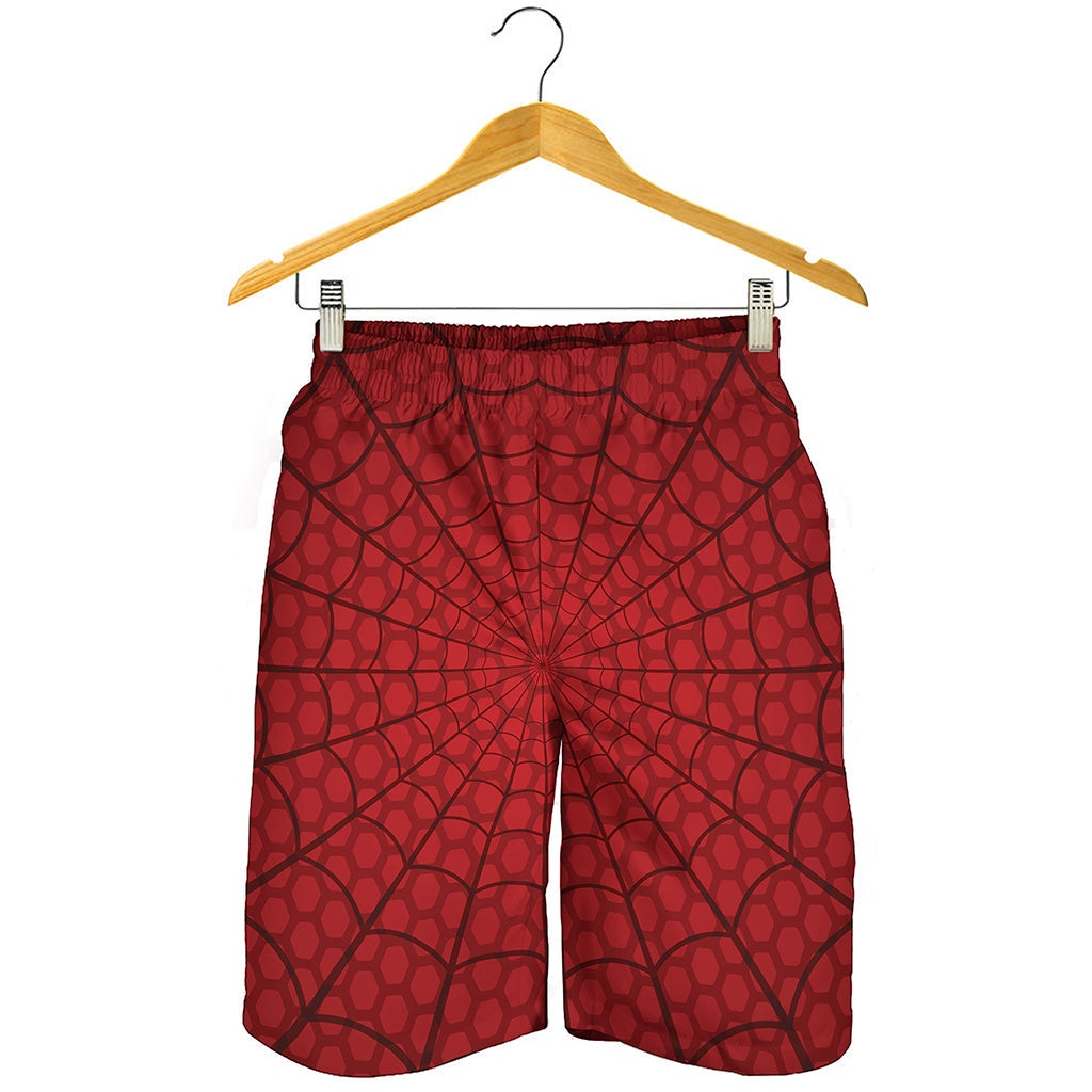 Red Spider Web Print Men's Shorts