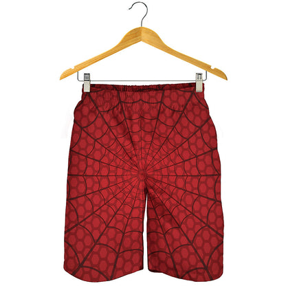 Red Spider Web Print Men's Shorts