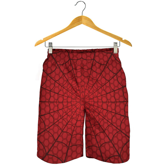 Red Spider Web Print Men's Shorts