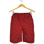 Red Spider Web Print Men's Shorts
