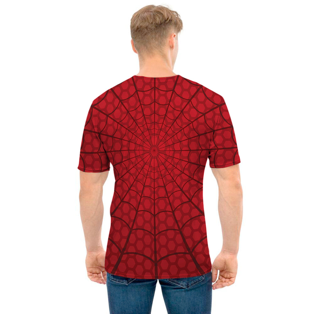 Red Spider Web Print Men's T-Shirt