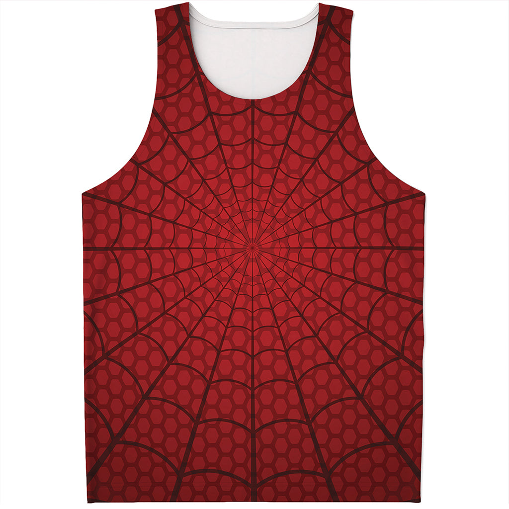 Red Spider Web Print Men's Tank Top