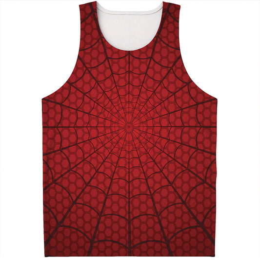 Red Spider Web Print Men's Tank Top