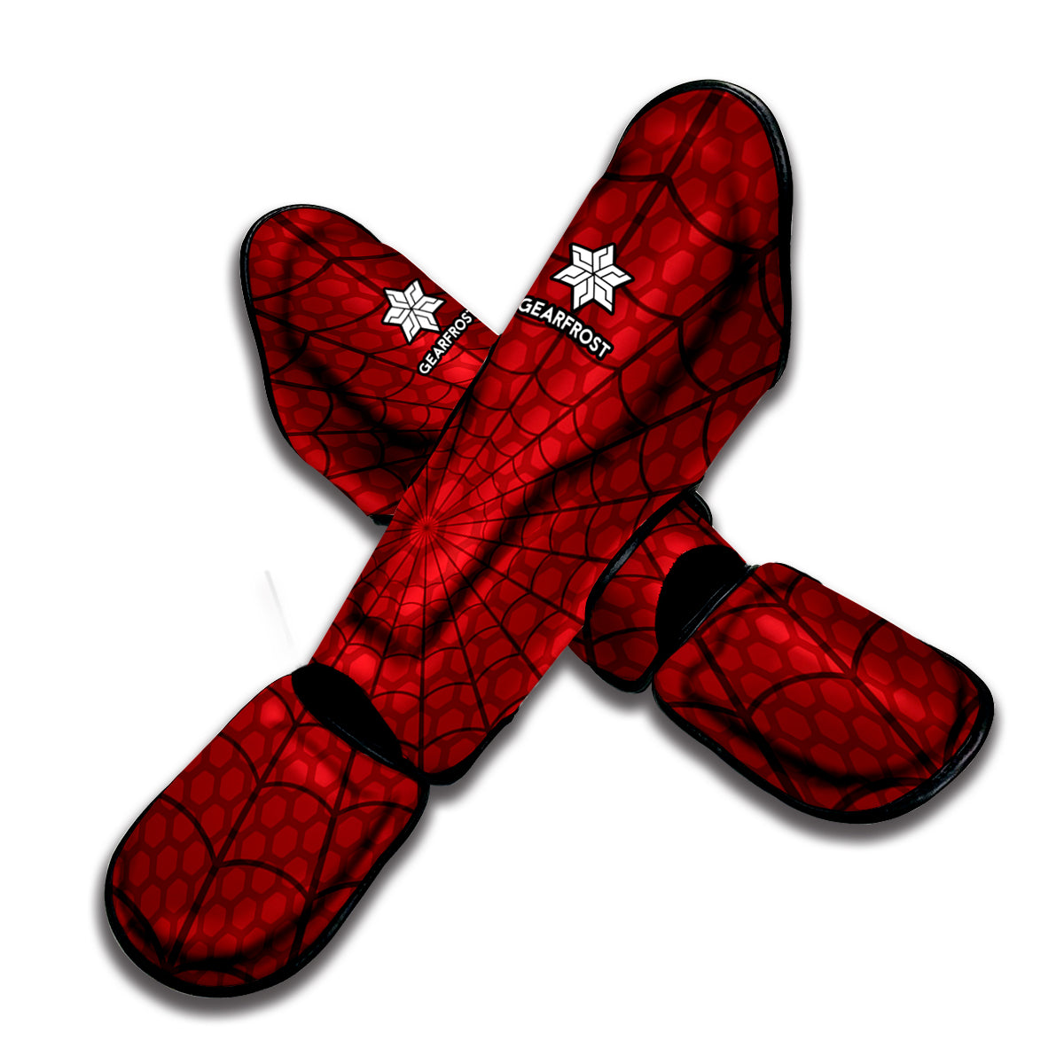 Red Spider Web Print Muay Thai Shin Guard