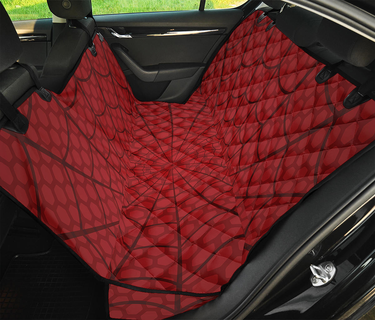 Red Spider Web Print Pet Car Back Seat Cover