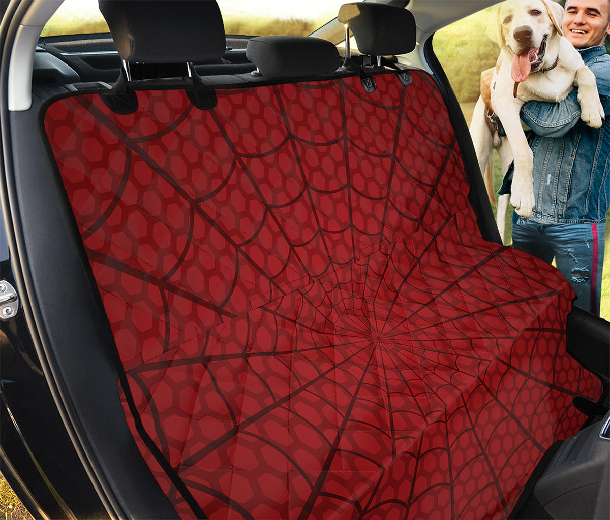 Red Spider Web Print Pet Car Back Seat Cover