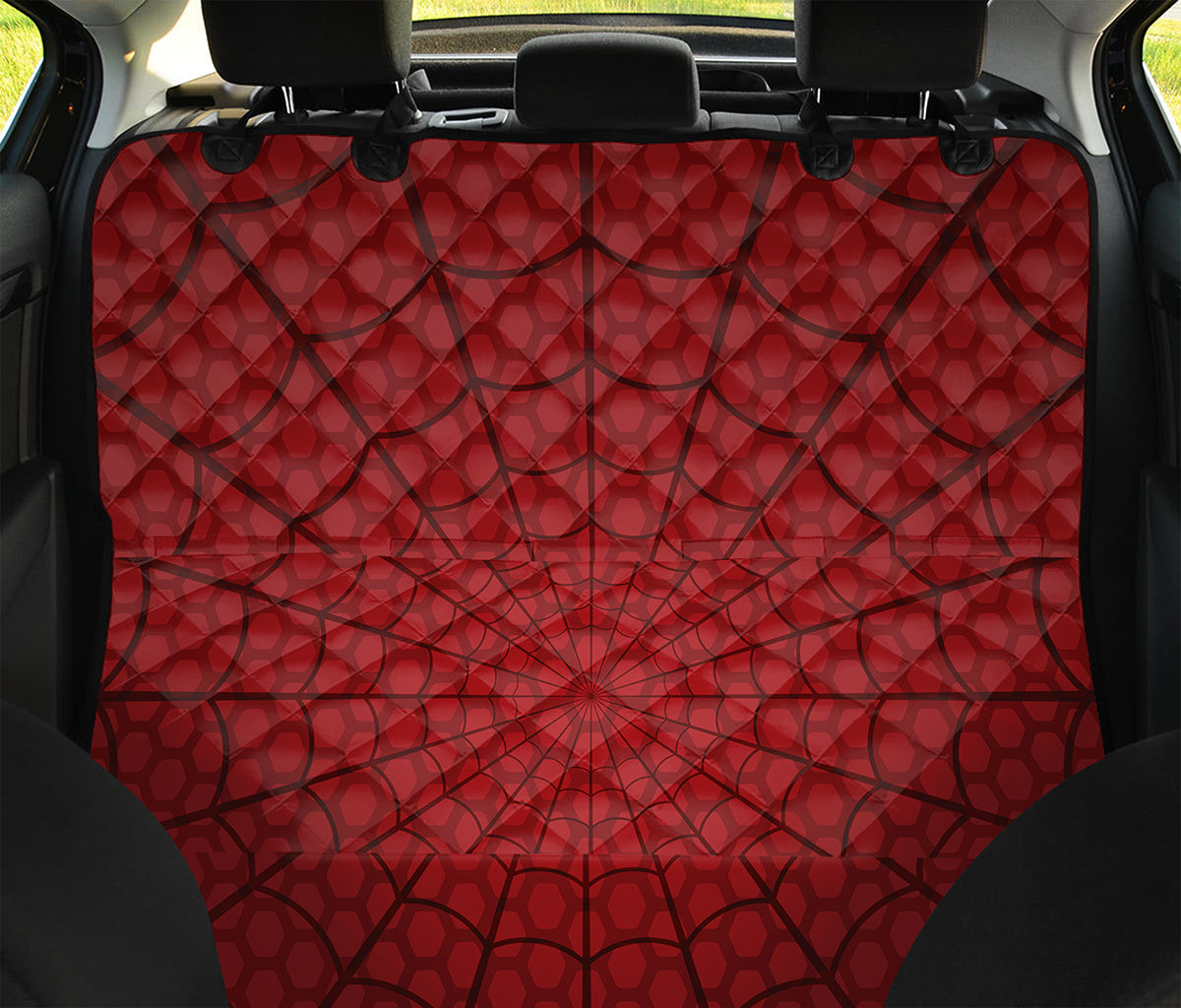 Red Spider Web Print Pet Car Back Seat Cover