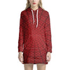 Red Spider Web Print Pullover Hoodie Dress
