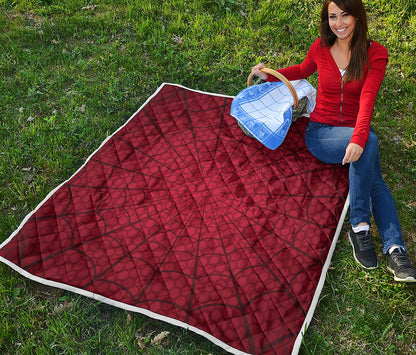 Red Spider Web Print Quilt
