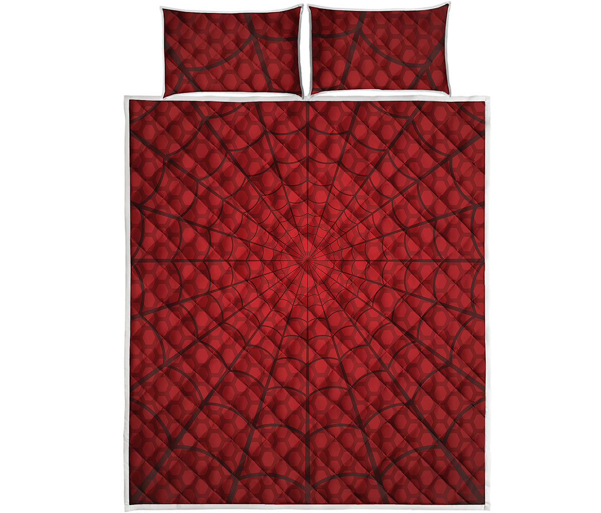Red Spider Web Print Quilt Bed Set