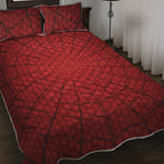 Red Spider Web Print Quilt Bed Set