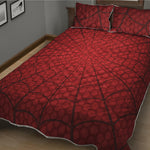 Red Spider Web Print Quilt Bed Set