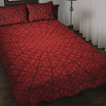 Red Spider Web Print Quilt Bed Set