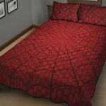 Red Spider Web Print Quilt Bed Set