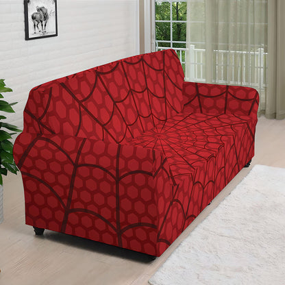 Red Spider Web Print Sofa Cover