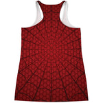 Red Spider Web Print Women's Racerback Tank Top
