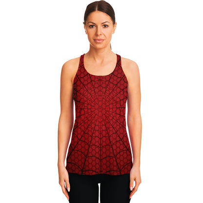 Red Spider Web Print Women's Racerback Tank Top
